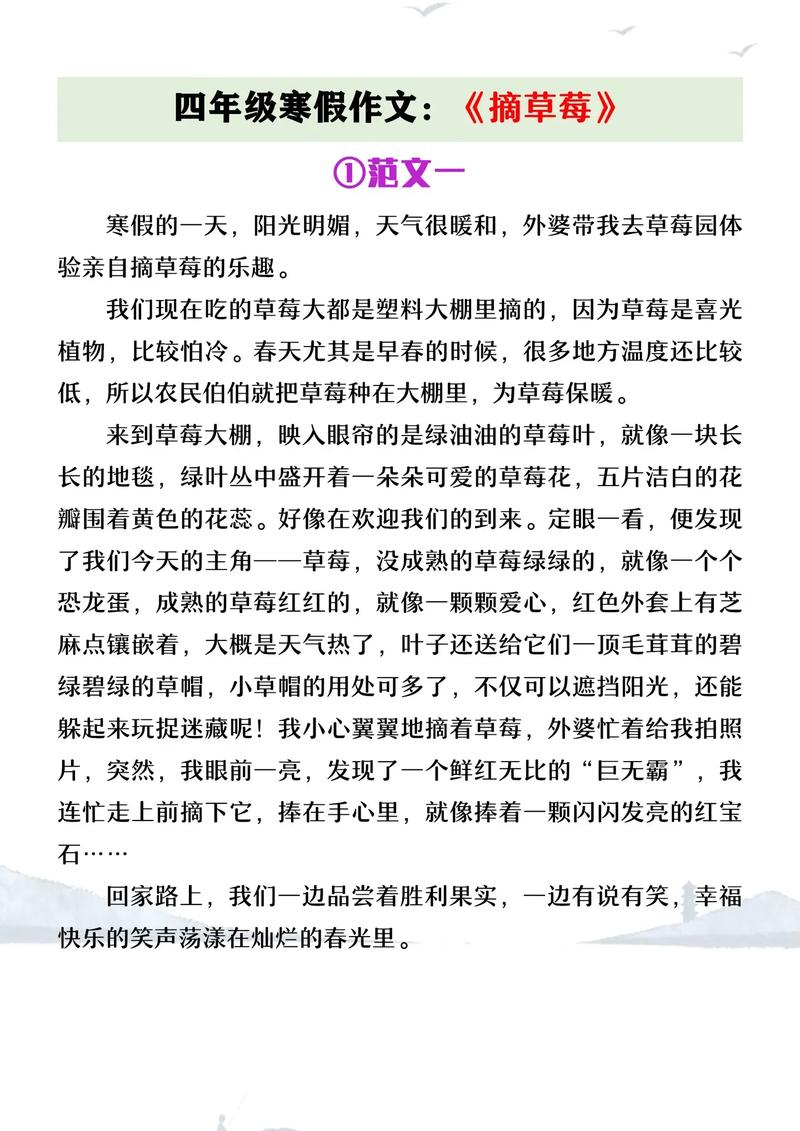 采摘草莓的看图作文作文300字左右