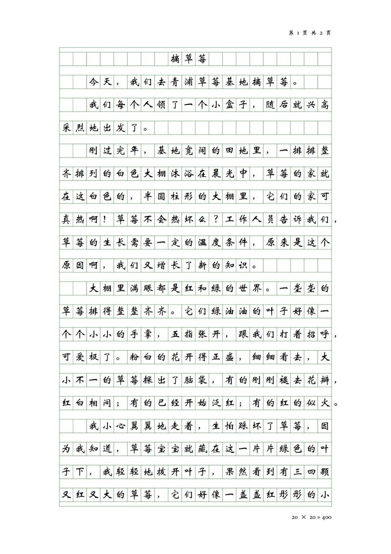 采摘草莓的看图作文作文300字左右