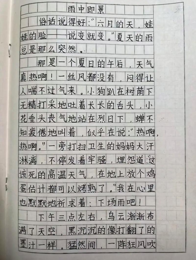 雨中即景作文500字动静结合小学五年作文素材