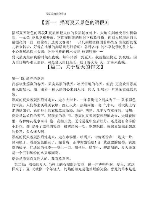 夏天作小学作500字初一作文