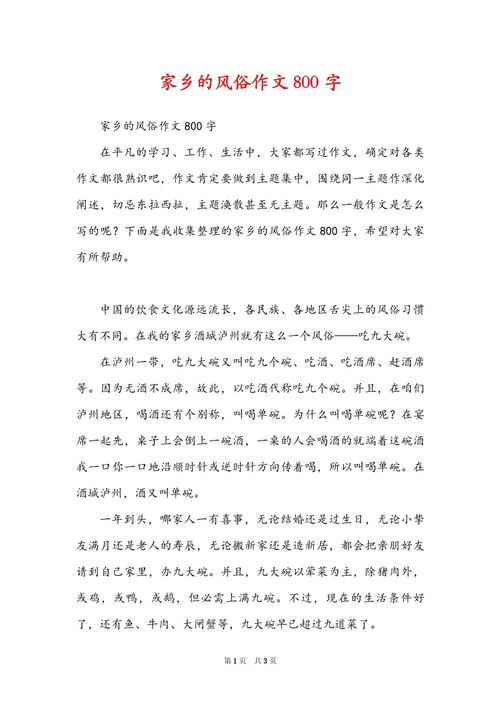 家乡的高中作风俗作文800字高中(通用5篇)