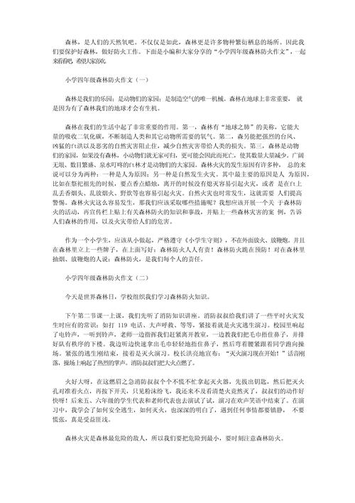 小学四年作文素材森林防火作文300字（个人通用）