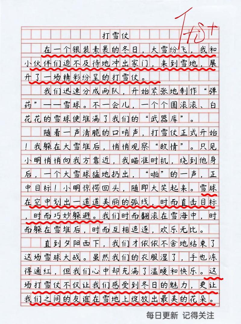 小学生作优秀作文打雪仗200字2022最新