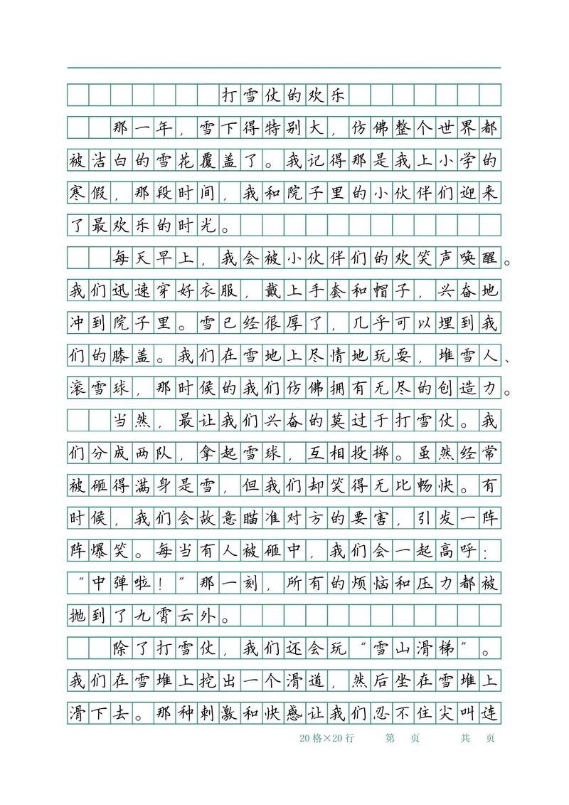 小学生作文打雪仗600字六年优秀作文(必备)