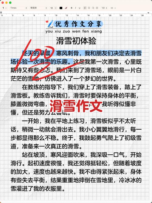 小学生描写第一次滑雪的六年级作文作文范文汇集