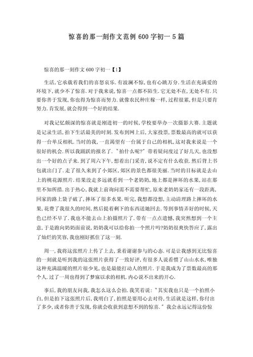 惊喜的作文大全那一刻作文700字初一