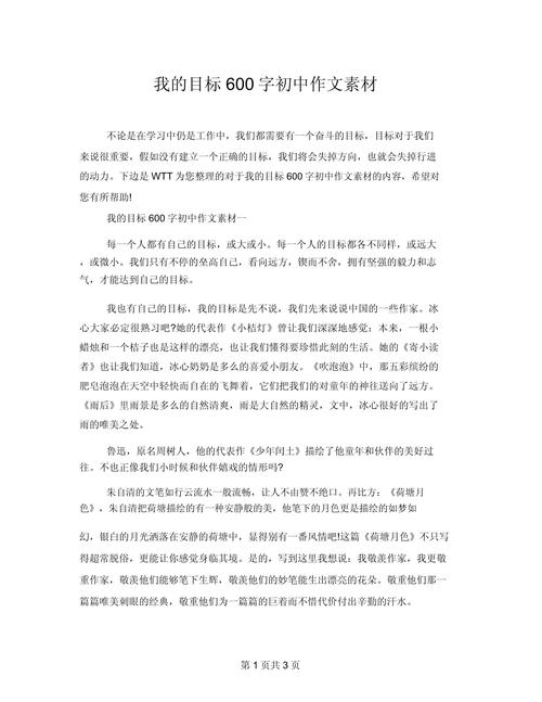 我的作文素材目标初中作文700字6篇