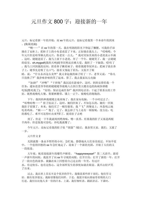 欢庆元旦的大学作作文800字