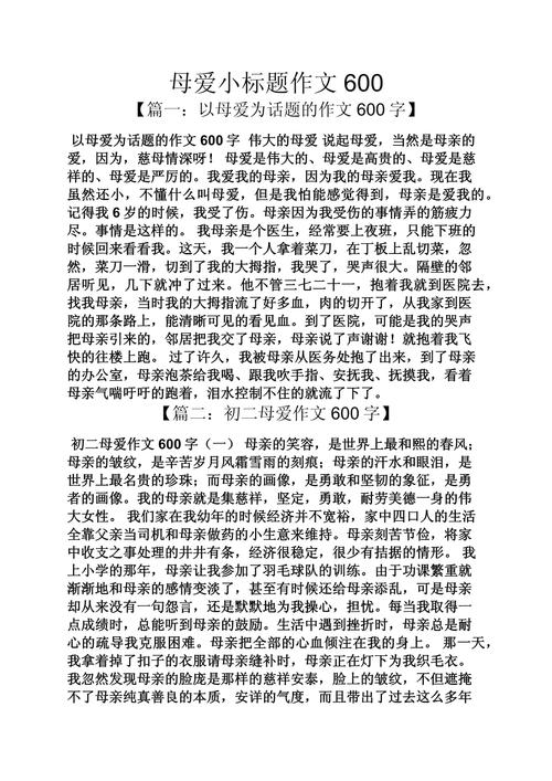 母爱作作文网600字初中生