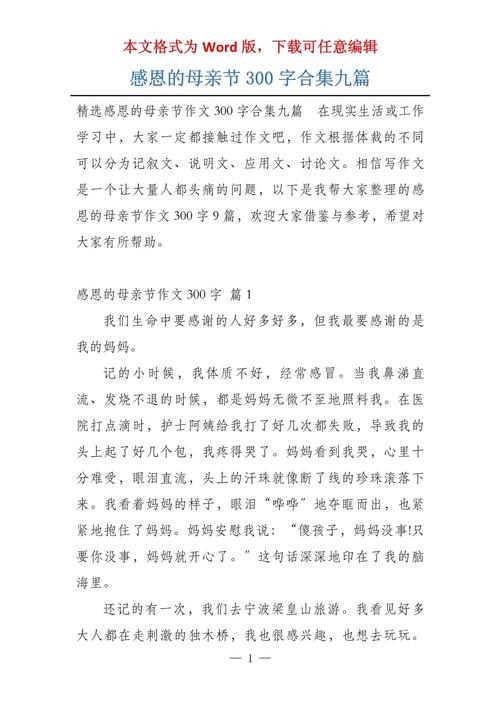 精选感恩母亲节的作文素材300字作文善良的妈妈