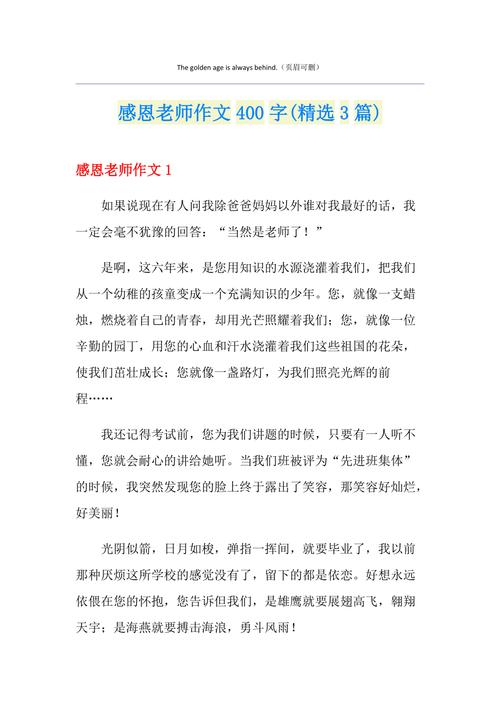 精选感恩老师作文400字左右五年高考作文