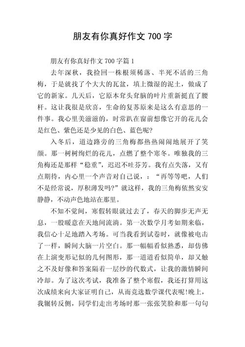 精选朋友有你真好初一写人记事作作文大全600字
