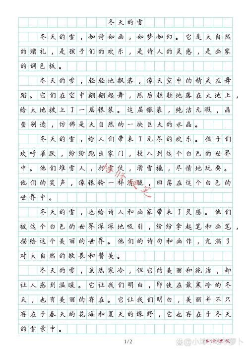 雪四年中考作文小学作文精品