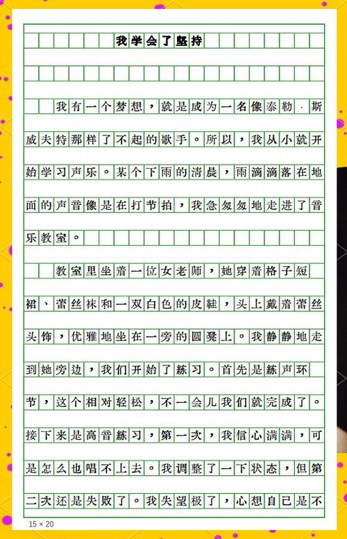 初二我学会了坚持作高考作文