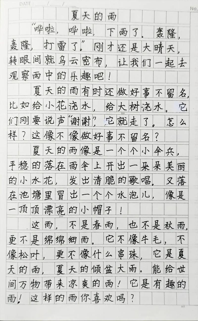 初夏的小升初作文雨作文600字