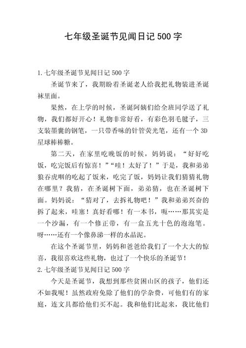 圣诞作大学作500字初一精选