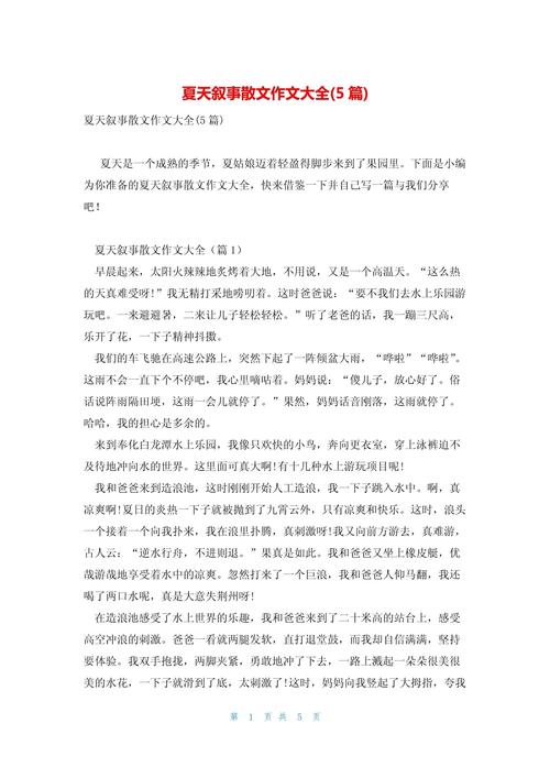 夏天作中考作文500字以上