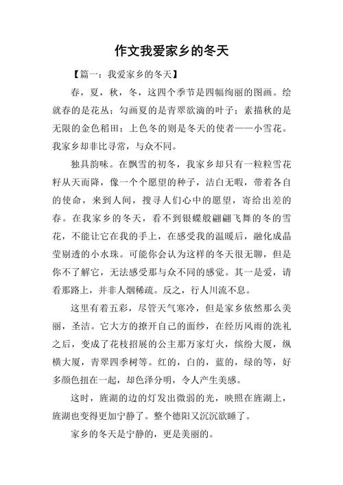 家乡的作文冬天作文600字初中（合集6篇）