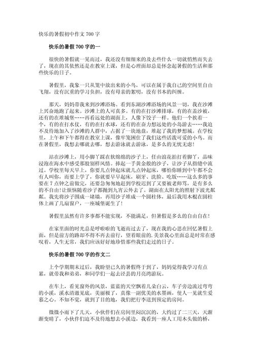 快乐的六年级作文暑假生活初一作文700字（优秀6篇）