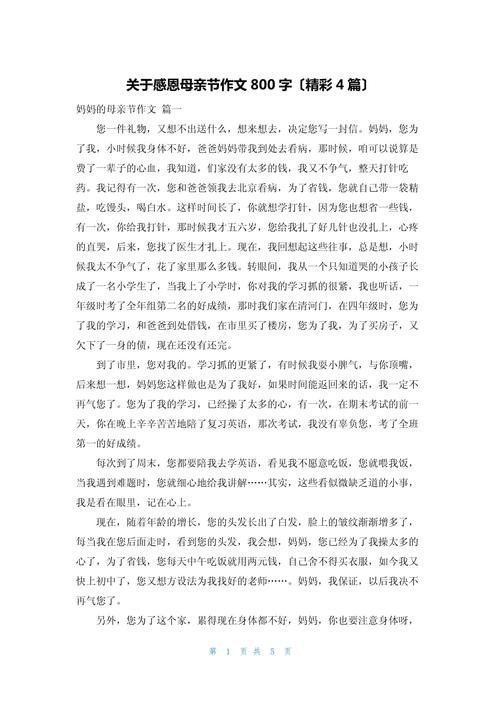 感恩母亲的作文素材作文800