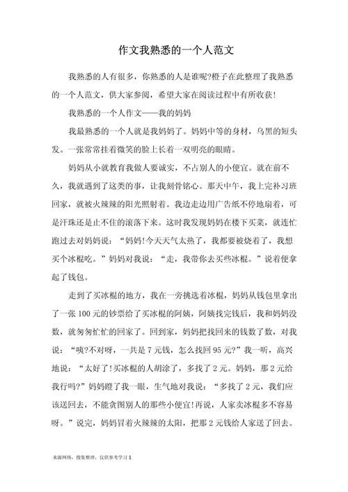 我最熟悉的高考作文一个人作文300字（个人通用）