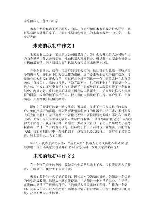我的初中作未来初中优秀作文600字(精选)
