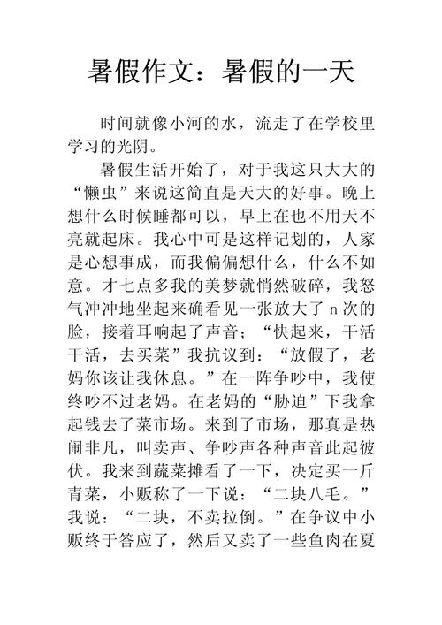 暑假的作文素材一天600字作文初一