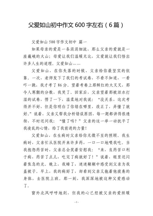 父亲作初中作600字初一