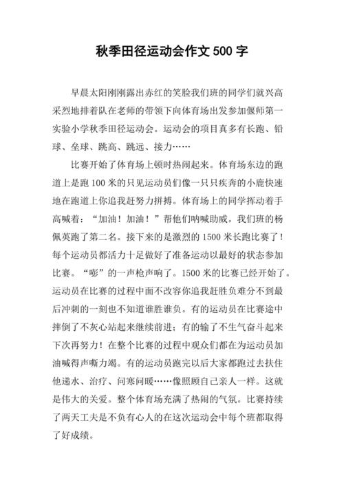 田径运动会作作文素材500字