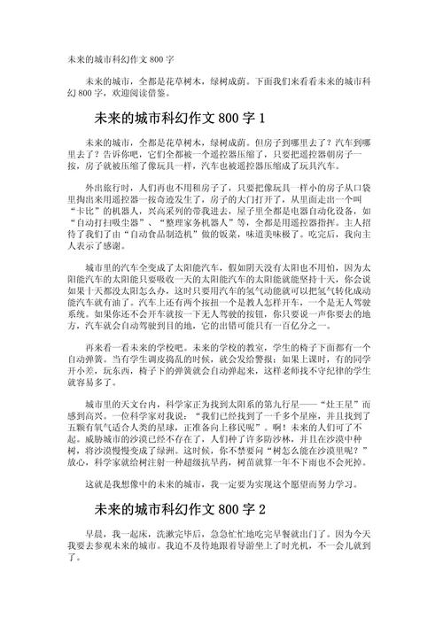 畅想未来高中作小学作800字