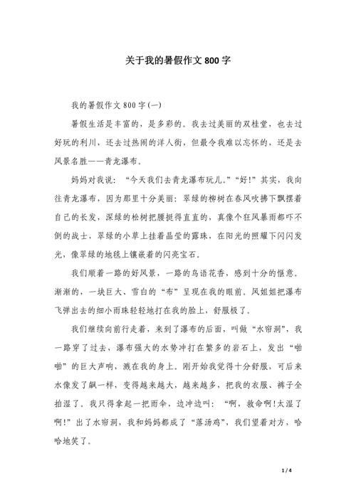 精选暑假里的作文网一件事初三作文800字