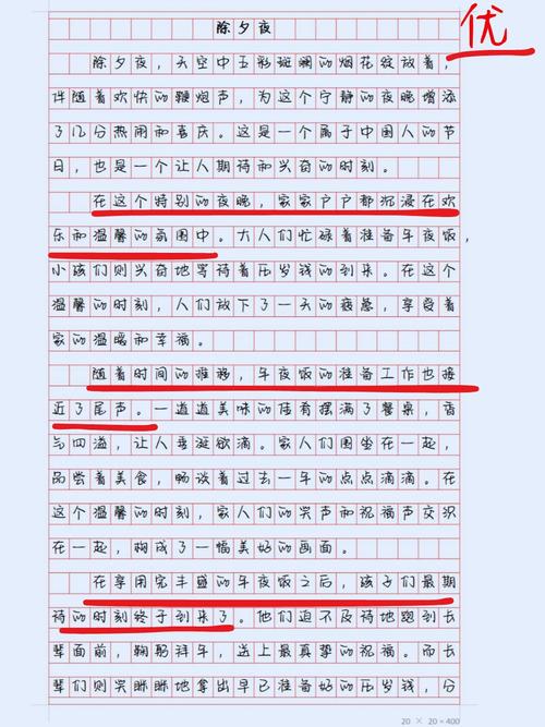 除夕之夜作文450字六年小升初作文最新