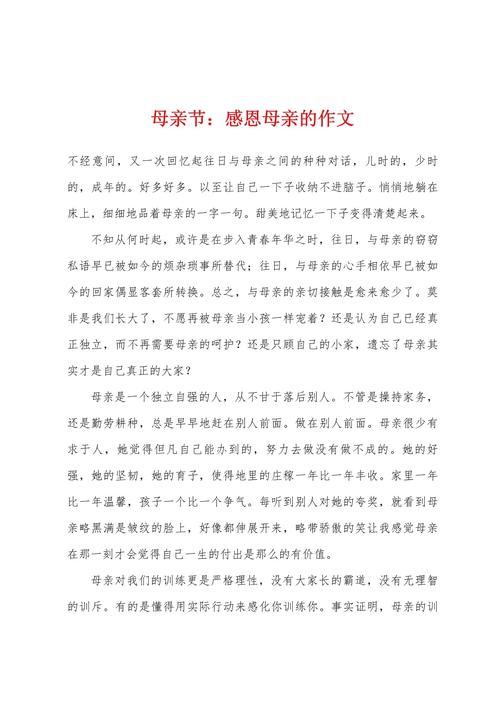 高中母亲节作优秀作文800字