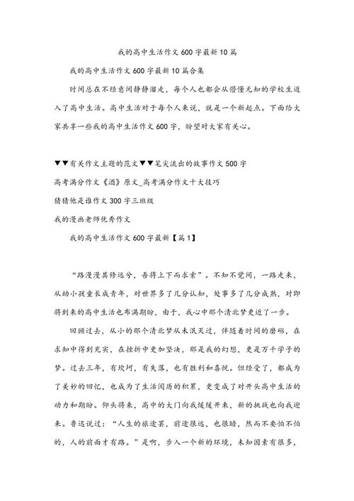 高中生三年作文素材应用文600字