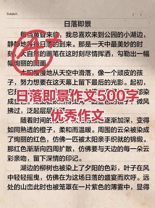 即景作文五年作文大全500字夕阳(合集7篇)