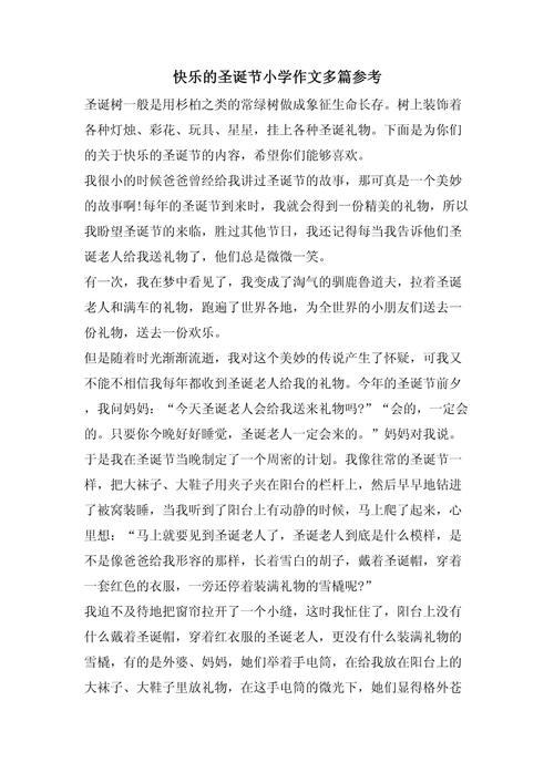 圣诞节节日作小学作500字初二