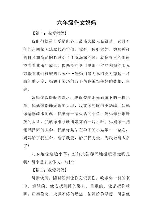 妈妈的六年级作文手作文600字高中