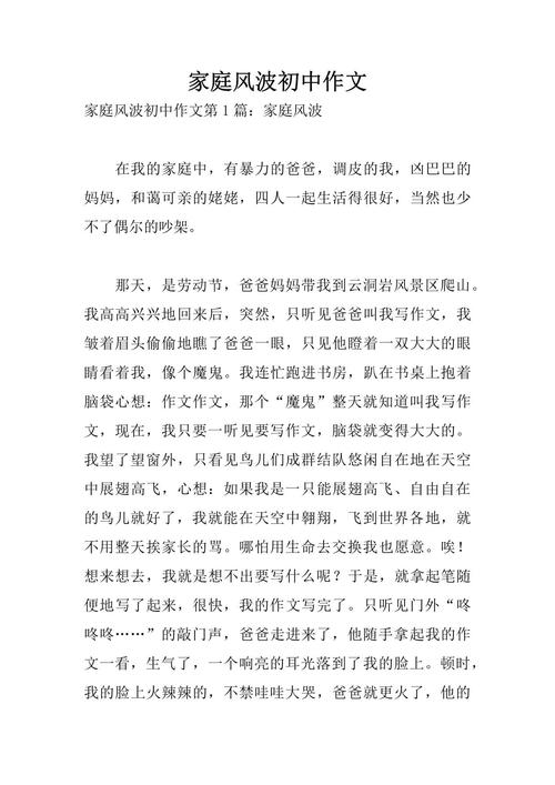 家庭风波作文四年大学作优秀作文500字