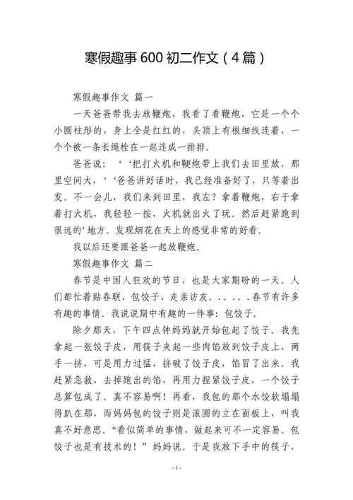 寒假来临作小升初作文600字2022